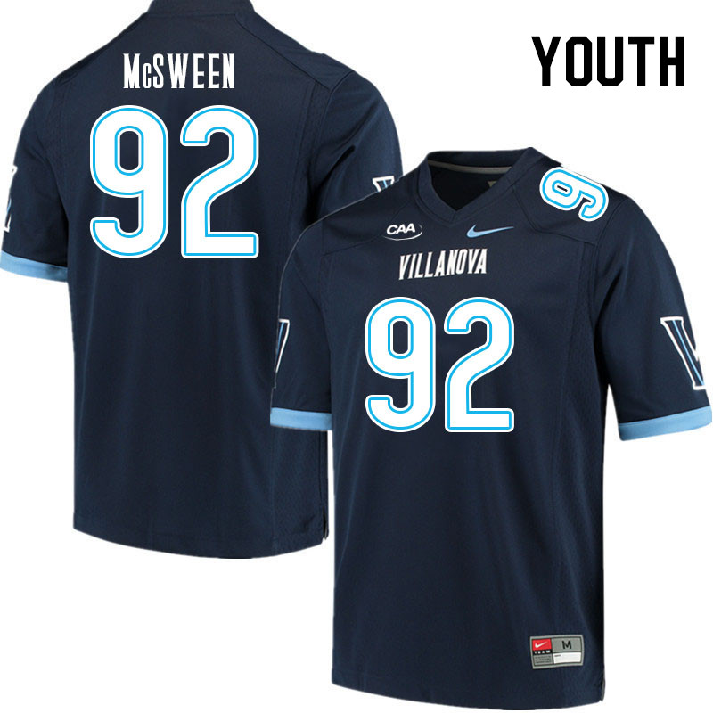 Youth #92 Nigel McSween Villanova Wildcats College Football Jerseys Stitched Sale-Navy - Click Image to Close